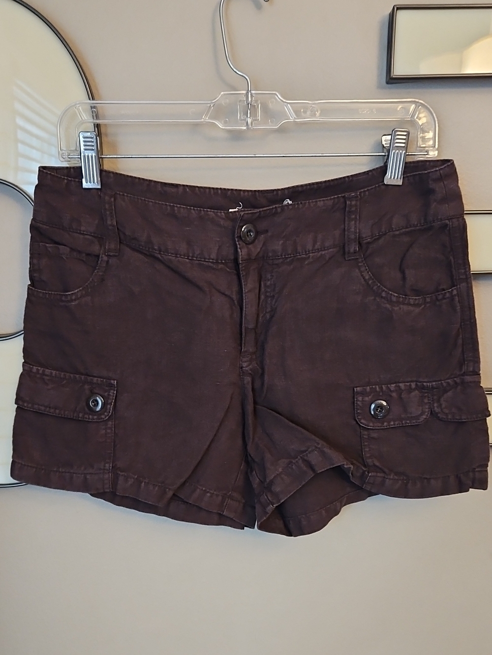 Anthropologie Hei Hei Linen Cargo Pocket Shorts - Brown